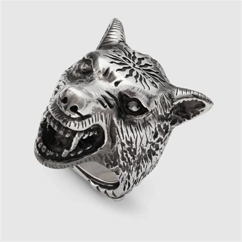 gucci wolf head rings|Gucci anger forest wolf ring.